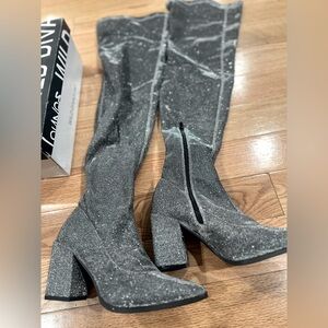 Wild Diva Size 6.5 Over the Knee Thigh High Boots in Silver
